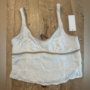 NWT Sienna Sky Cream and Tan Top
